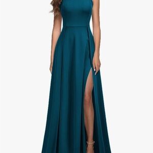 Halter Neck Sexy Split Cocktail Maxi Long Formal Dress